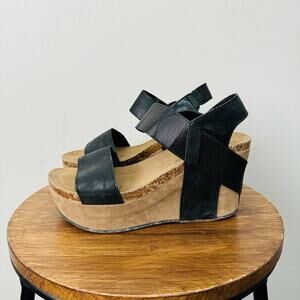 Pierre Dumas Hester Black Leather Strappy Sandals Women’s Size 6.5